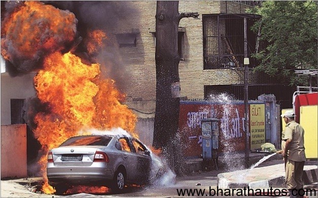04 16 2012 Skoda India claims Rapid that caught fire in Delhi 