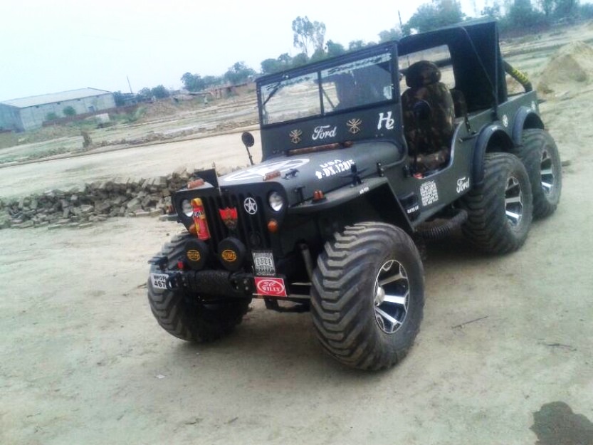 A modified version of Willys Jeep now converted into a 6x6 in India