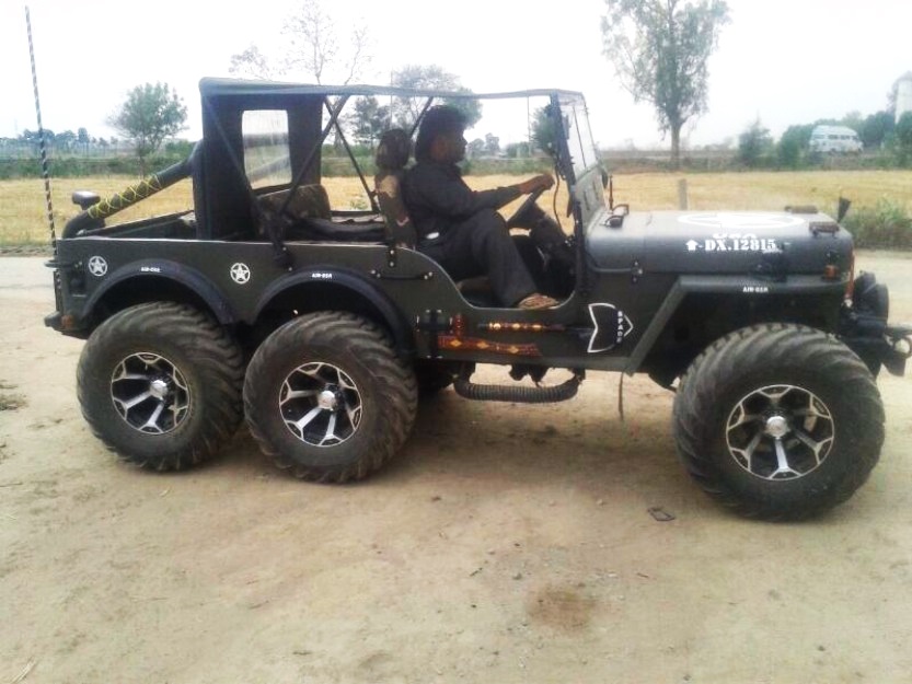 A modified version of Willys Jeep now converted into a 6x6 in India