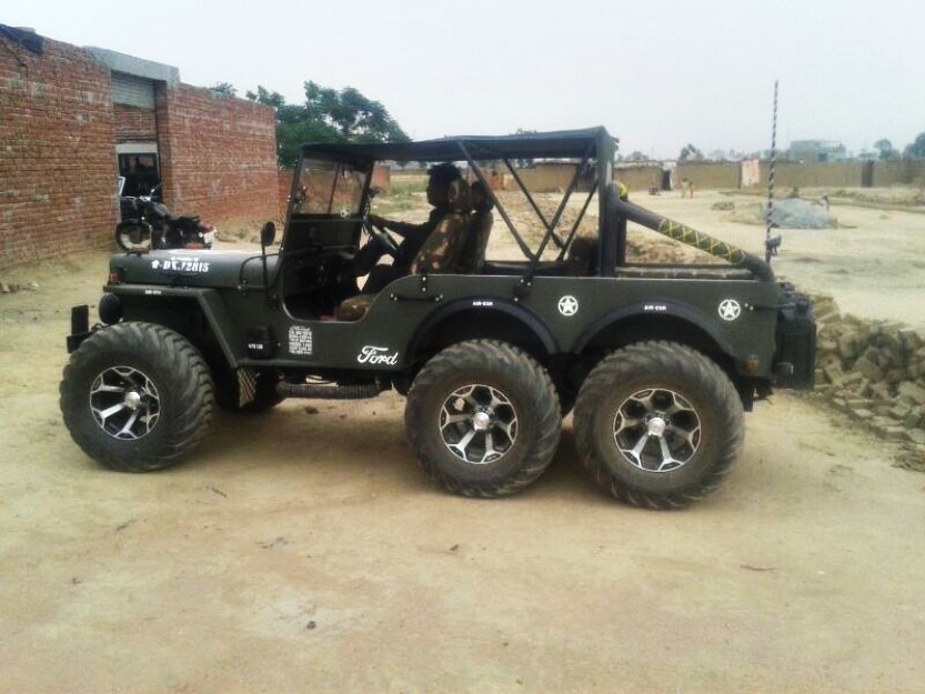 A modified version of Willys Jeep now converted into a 6x6 in India